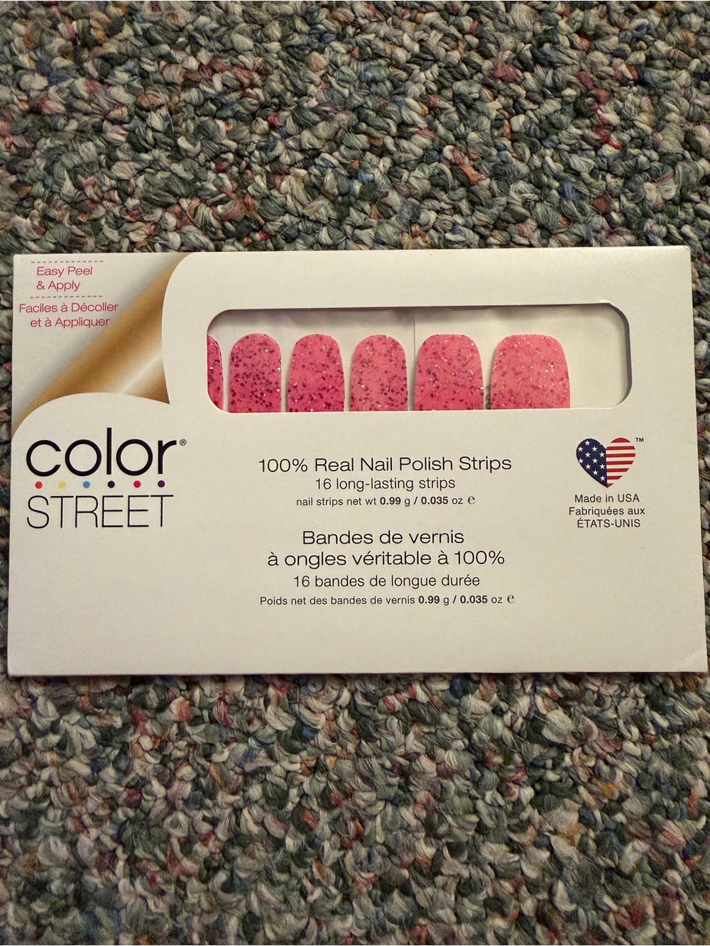 Color Street “Ex’s & Oh’s” Pink Glitter Nail Polish Strips